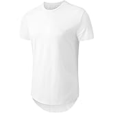 KESIHAN Men's Hip Hop Wave Round Hem T-Shirt Round Neck Cotton Casual Fashion Top