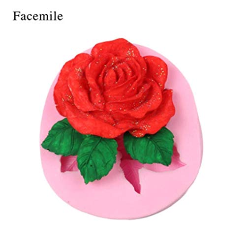 Weite Pink Rose Flower Silicone Cake Mold Chocolate Sugar Craft Decorating Fondant Fimo Tool (Pink)