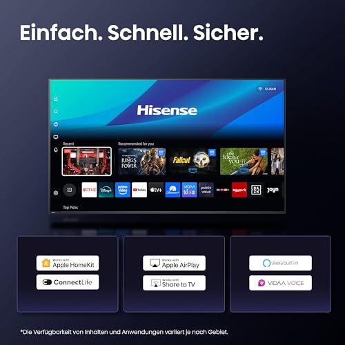 Hisense 85E7Q Fehrnseher, 85 Zoll, 4K UHD QLED, Smart TV, Game Mode Plus, Filmaker Mode, Dolby Vision Atmos, HDR10, HLG, HDR Immersive, AI 4K Upscaler, DTS:X, Sprachsteuerung [2025] 10