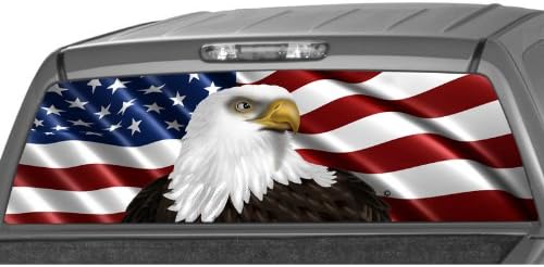 American Flag Bold Eagle Rear Window Graphic Decal Tint Sticker Truck SUV ute