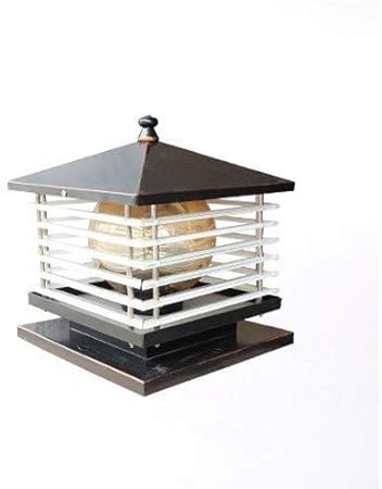 HYYK Lámpara Columna Impermeable al Aire Libre Linterna Vidrio Linterna