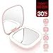 Lighted Makeup Mirror, multifun Rechargeable LED Vanity Mirror, Magnifying Cosmetic Mirror with Adjustable LED Brightness and Angles (Pink)