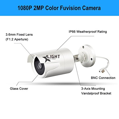 Anni 1080P HD 2.0M Megapixel Weatherproof Bullet Cameras with Color Night Vision, Outdoor Surveillance CCTV Metal Housing Wired Security Cameras