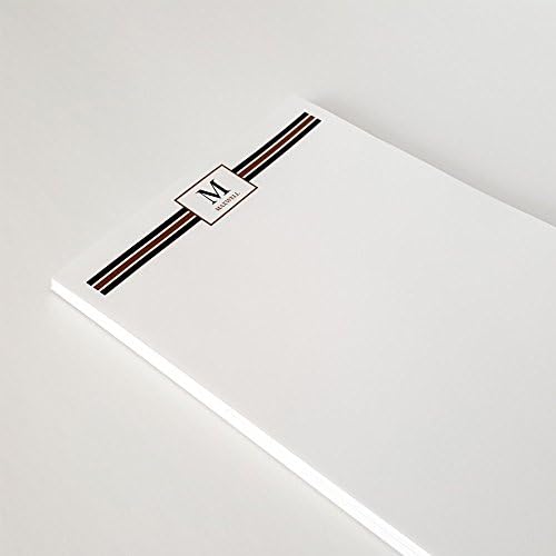 Personalized Notepads for Men, Striped Monogrammed Notepads, Letter Writing Paper, size 5.5 in x 8.5 in, 50 sheets per pad.