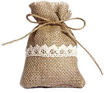 shoes queener 50Pcs Burlap Bags Natural Jute Large Burlap Pouch Sack Favor Bag for Showers Weddings Parties and Receptions 10X14 cm