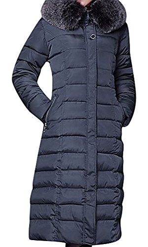 US&R Women's Elegant Hooded Puffer Jacket Large Faux Fur Collar Long Padded Coat, Grey XXX-Large US&R Women's Elegant Hooded Puffer Jacket Large Faux Fur Collar Long Padded Coat, Grey XXX-Large