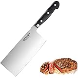 DESLON 7 Inch Chinese Vegetable Cleaver - German High Carbon Stainless Steel Meat Cleaver Knife