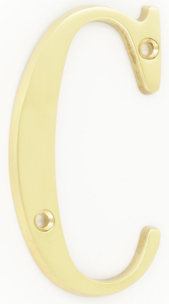 ZW Hardware B100 4 Inch Solid Brass Bright Brass House Letter C, Polished Brass