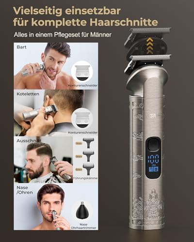 VGRPRO Professional Hair Trimmer for Men, Wireless Hair Clipper, Professional Hair Trimmer, Men's Hair Trimmer and Trimmer Set, Electric Trimmer for Men with Package Box (Silver)