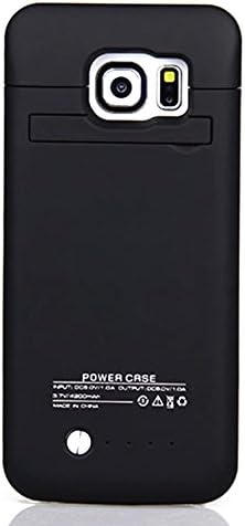 Samsung Galaxy S6 Edge G9250 4200mAh Rechargeable External Battery Backup Protective Case Power Bank Charger Cover with Kickstand (Black)