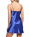 Ekouaer Sleepwear Sexy Lingerie Nightgown Lace Chemise Satin Slip Silk Negligee Nightie Bridal Babydoll for Women Blue Large