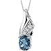 PEORA London Blue Topaz Angel Wing Pendant Necklace for Women Sterling Silver, Genuine Gemstone Birthstone, 1.50 Carats, Oval Shape, 8x6mm, with 18 inch Chain