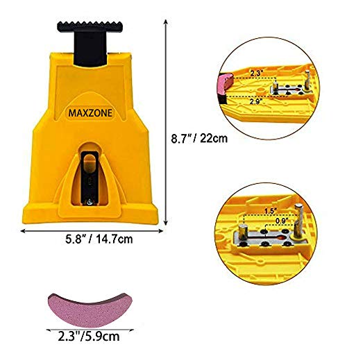 MAXZONE Chainsaw Sharpener, Chainsaw Teeth Sharpener Fast Sharping Stone Grinder Tools Chain Saw Blade Sharpener Fit 14/16/18/20 Inch Two Holes Chain Saw Bar with Extra Whetstones - Thumbnail 7
