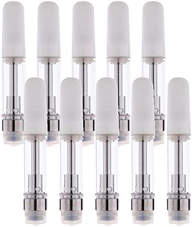 10 Pack 0.5 / 1ml Ceramic Wickless Cartridge O-i-l and D-i-s-t-i-l-l-a-t-e Acessaries For C-C-E-L-L (1ml, White)
