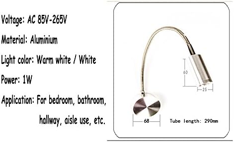 TecGeo(TM) Soft Tube Adjustable 1W Warm Light LED Wall Lamp for Bedroom Hallway Reading Background Mirror Without Switch Energy-saving