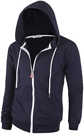 Tov Nine Mens Cotton Lightweight Slim Fit Pocket Zip-up Hoodie Jacket