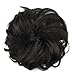 FESHFEN 100% Human Hair Scrunchies (1B Natural Black) Curly Messy Hair Bun Extensions Wedding Hair Pieces for Women Kids Hair Updo Donut Chignonsthumb 1