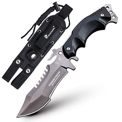 HX OUTDOORS Army Survival Knife Outdoor Tool High Hardness Small Straight Knives Essential for Camping Hiking Tools (Trident)