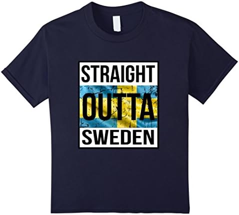 Kids Swedish Pride Straight Outta Sweden Vintage Flag T Shirt 6 Navy
