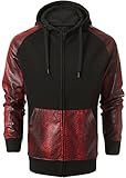 Mens Hipster Fleece Full Zip Hoody with PU Trim