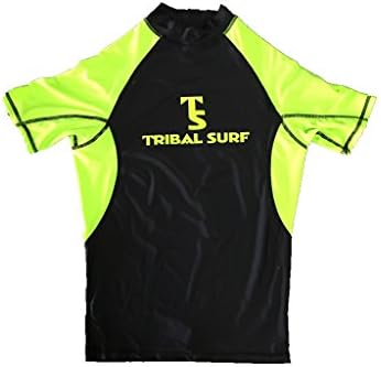 Men's Rashguard Tribal Surf (Choose Size &amp; Color) (Black / Green, Large)