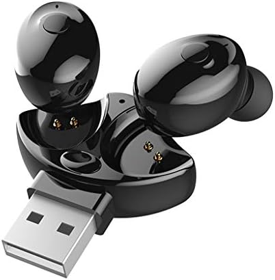Choosebuy Headphone Bluetooth 5.0 Wireless Waterproof Mini In-ear HIFI Headset with Single Ear USB Charging (Black TWS)