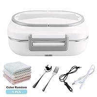 Kizove Portable Electric Heating Lunch Box 12V Car Use and 110V Office Home Use 2 in 1 Food Heater Bento Meal Heater Lunch Warmer Box with Removable Stainless Steel Container (Gray)