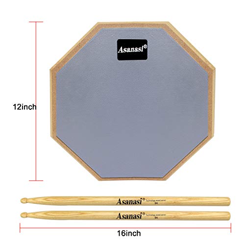 WeiMeet Drum Pad 12 Inches Drum Practice Pad Silent Drum Pad with 1 Pair Drum Sticks
