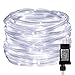 Lighting EVER Plug in Rope Lights with Small Tube, 1/4 in Pencil-Size, 100 LED Copper Wire String Lights in 33 ft Tube, Cool White 6000K, Thin Light Rope for Railing, Fence, Balcony, Not Connectable