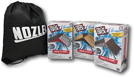3 Tech Deck Build-A-Park Ramps and Nozlen Drawstring Bag Bundle