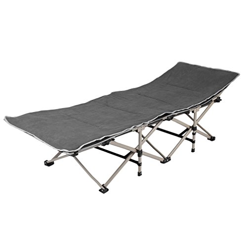 440lbs Capacity Camping Cot Portable Folding Beach Bed, Office Comfortable Sleeping Bed with Free Storage Bag (Silver-Grey)