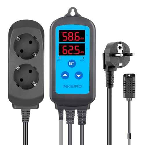Inkbird Hygrostat Socket with Probe, Humidity Controller for Humidifier Dehumidifier Reptile Terrarium Greenhouse Incubator Incubator