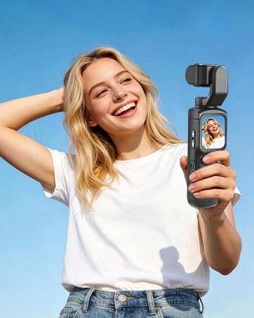 H-Bocam Vlog Camera 4K WLAN 75MP Vlogging Camera, 1.72 Inch Touch Screen, Quick Focus, Face Tracking, Small Handheld Camera for Travel, Outdoor Sports, with Tripod, 16GB Card, 2400mAh Battery