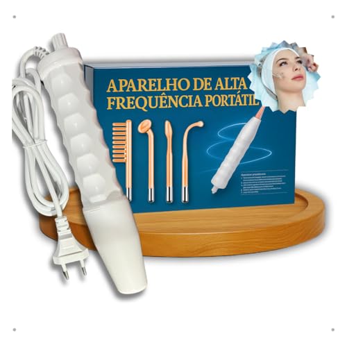 Aparelho de Alta Frequência Portátil Bivolt (110v/220v) com 4 Eletrodos – Facial e Capilar – Estética Profissional para Tratamentos de Pele e Cabelos