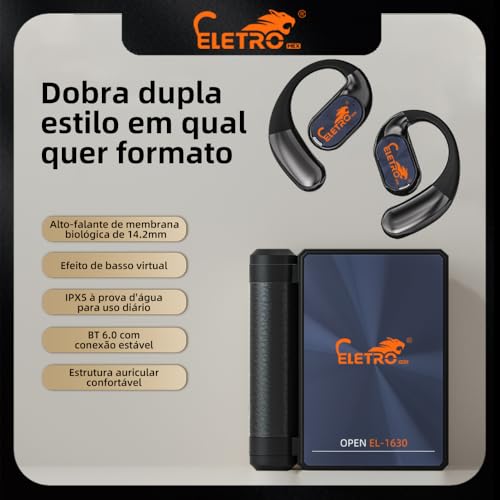 Fones de Ouvido,Bluetooth6.0,Design Dobrável Duplo, Isolamento de Ruído, IPX5 À Prova d’Água e Suor,Suporta Chamadas de Voz, 60Horas em Standby Ideal para viagens e atividades ao ar livre
