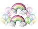 Pastel Rainbow Party Balloon Pack: 2 PK Foil Pastel Rainbow Balloons + 12 ct - Assorted Pastel Latex Balloons | Includes: Curling Ribbons, Balloon Clips | Party Decorations