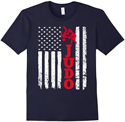 Mens Judo Shirt: USA American Flag Sport Fighter Fan T-Shirt 3XL Navy