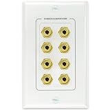 Mediabridge Speaker Wall Plate w/Binding Posts (4 Pair) - Limited TIME Offer: Free Low Voltage Metal Mounting Bracket (1-Gang) Binding Post 2-Piece Inset Wall Plate for 2 Speakers (Part# WP1-BPX4)