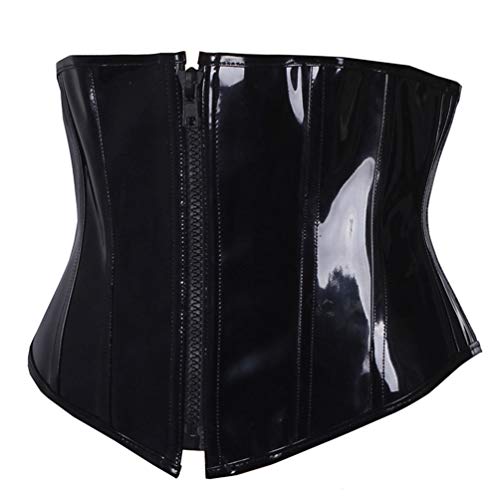 AMURAO-Donna-Nero-in-Pelle-PVC-Steampunk-Gothic-Wasit-Trainer-Underbust-Corsetto-Bustier