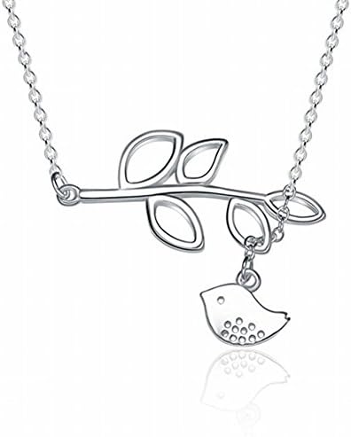 Zaioo Love Bird and Leaf Pendant Y Necklace Lariat Quality 925 Sterling Silver Filled Women