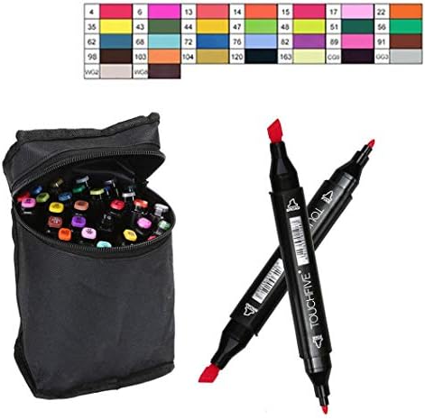Wokee A Set Marseille Pen Touchfive 30 Colors Pen Marker Set Dual Head Sketch Markers Brush Pen (Black)