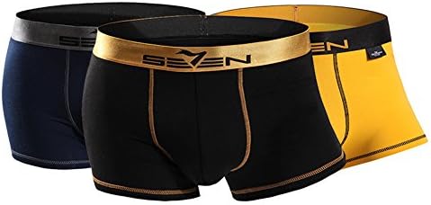 Seven Mens High Elastic Casual Sexy Comfortable 3 Pack Colorful Boxers Underwear (XXL, Boxers Set-1)