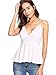 MAKEMECHIC Women's Sexy V Neck Backless Camisole Scalloped Peplum Cami Top White M