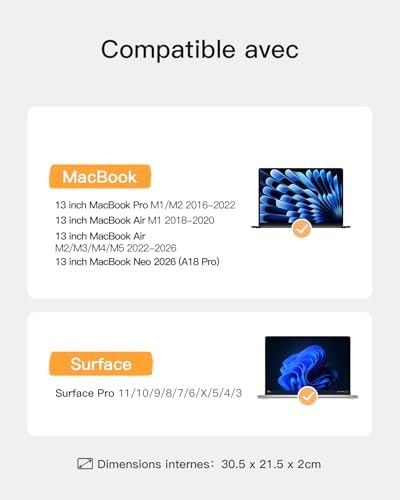 360° Protection Housse 13 Pouces, Antichoc, Bleu Denim