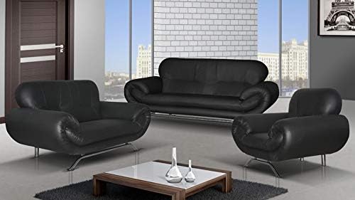 Honey Pot Furniture - Sofa - Nina - Faux Leather - 3 + 2 Seater Sofa - Black