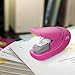 Plus Paper Clinch Compact Staple-Free Stapler, Heavy Duty, Pink
