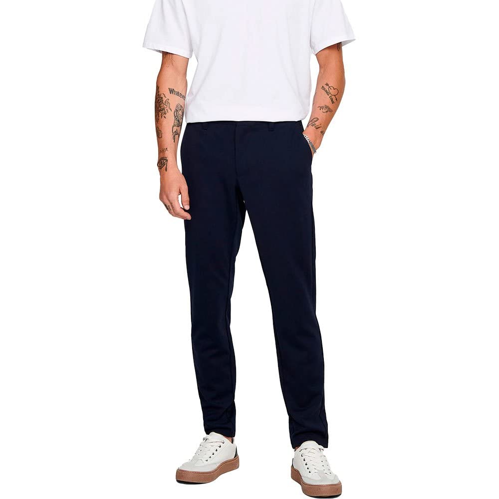 Only & Sons Herren Chino Hose ONSMARK - Slim Fit - Schwarz Grau Blau Grün, Größe:36W / 36L, Farbe:Night Sky 22010209