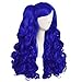 MapofBeauty 28 Inch/70cm Lolita Long Curly 2 Ponytails Clip on Cosplay Wig (Navy Blue)