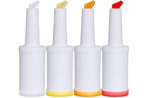 Yaregelun 4 Pcs Bar Juice Pourer Store 34 Oz Plastic Juice Dispensers Drink Bartender Bottle Bottles Bartending for Bar Home 