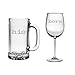 His Beer Mug and Her Wine Glass - 16 oz Beer Mug Etched with His and 19 oz Wine Glass with Hers